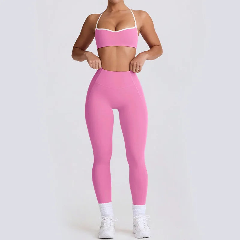NEW Arrivals 2 PCS Set 5 Colors Tracksuit Women Yoga Set Nude Feeling Workout Set Gym Clothes Push Up Fitness Running Sportwear Sport Girls Bra Leggings Suit