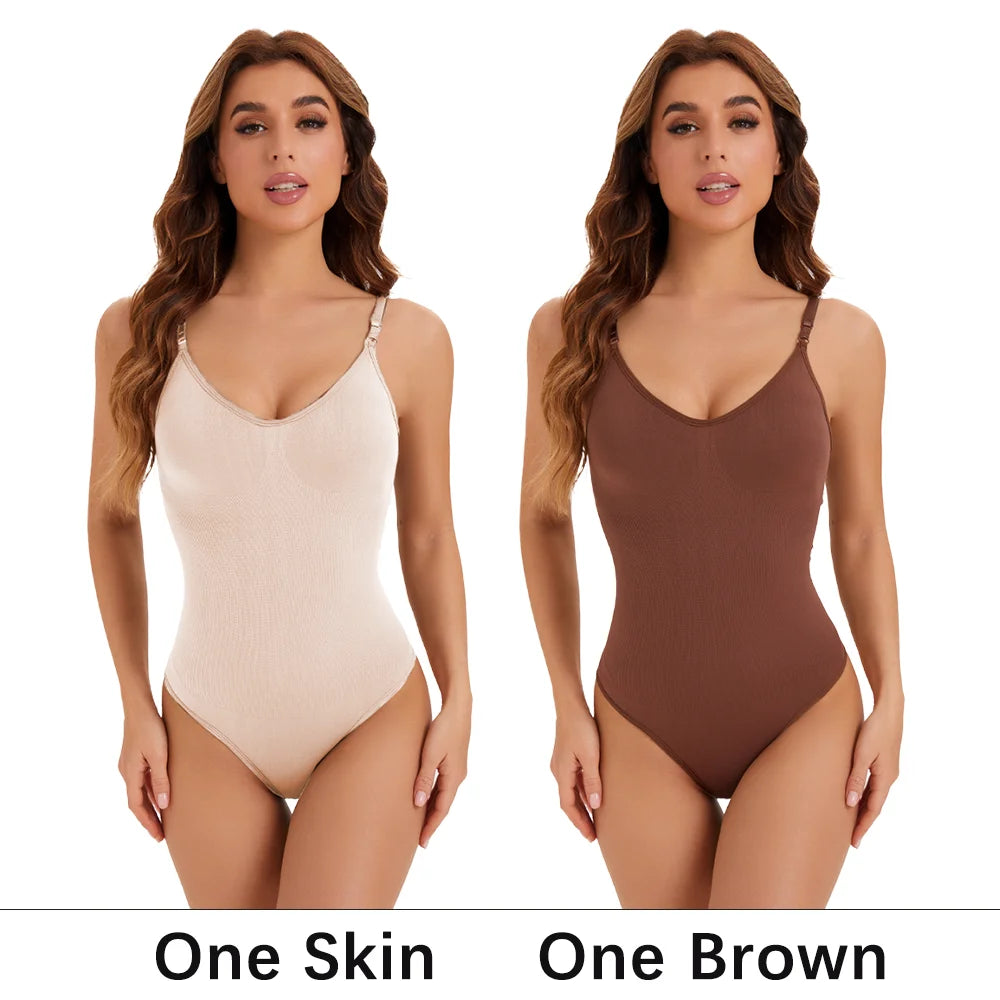 NEW Arrivals 2PCS Set S-2XL High Elastic Bodysuit for Women Tummy Control Shapewear Sexy Seamless Sculpting Thong Body Shaper Slimmer Slimming Black Tank