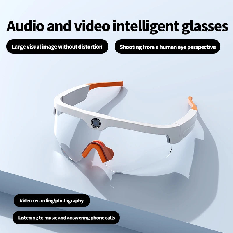 NEW 4K Mini HD Glasses 128G Card Camera, Mini Sports Glasses Camera, Bicycle Video Recorder, Polarized Sunglasses, Bluetooth Glasses Cycling Bikes Security Accessories Sports Supplies