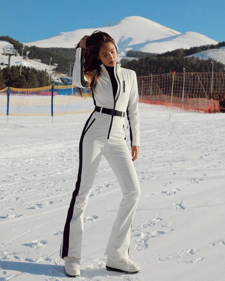 Fashion Patchwork Jumpsuits for Women Casual Long Sleeve Waterproof Windproof Skiing Outfit Female Elegant Skateboard Overall