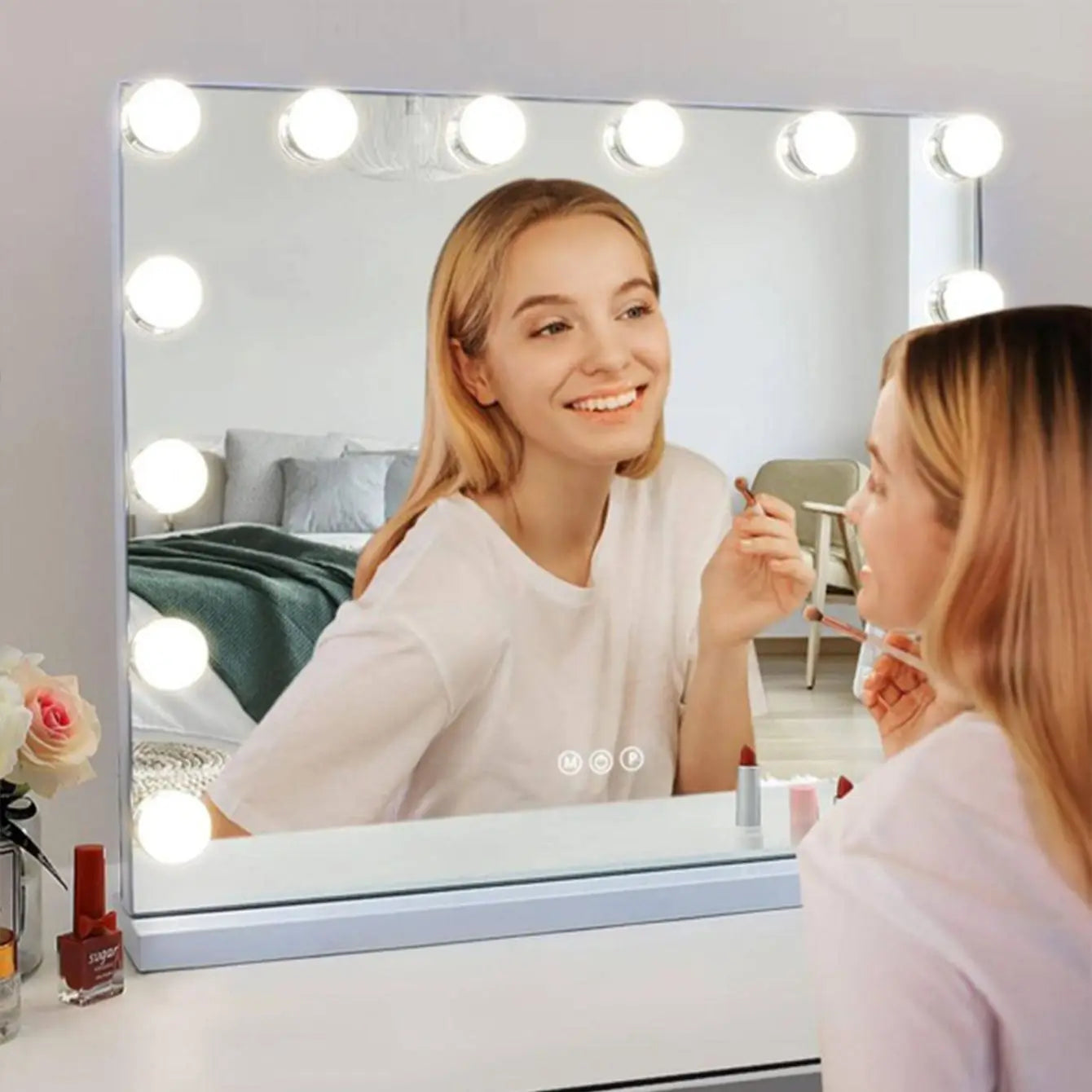 LED Makeup Mirror Light Bulbs USB Charging Vanity Makeup Mirror Lights Bathroom Dressing Table Lighting Dimmable LED Wall Lamp