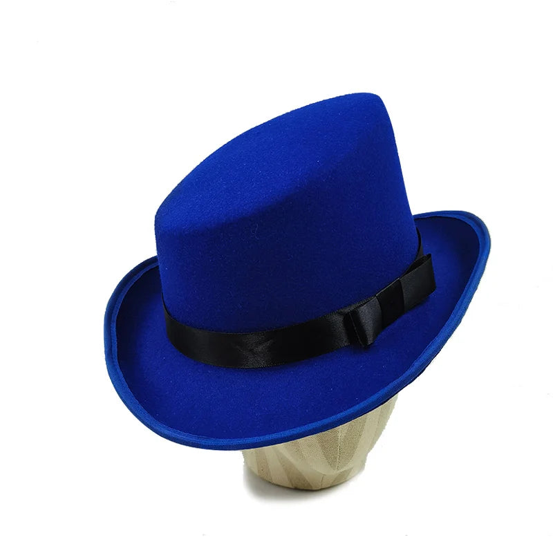 NEW Arrivals British President Men Luxury Top Hat Presidential High Hat British jazz Top Multi-Colors Hats Gentleman Evening Wedding Party Flat Felt Hat Formal Tuxedos Costume Apparel Accessories Male Luxury Fashion Clothing