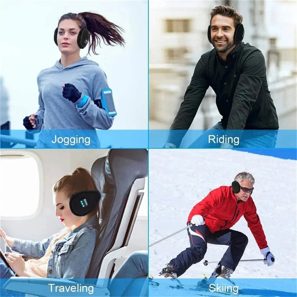 NEW Arrivals Wireless Black Ear Muffs Bluetooth Headphones Earmuffs Winter Earplug Casual Cap Sports Cycling Running Hiking Riding Warmer Earmuff Men Women Music Earphones