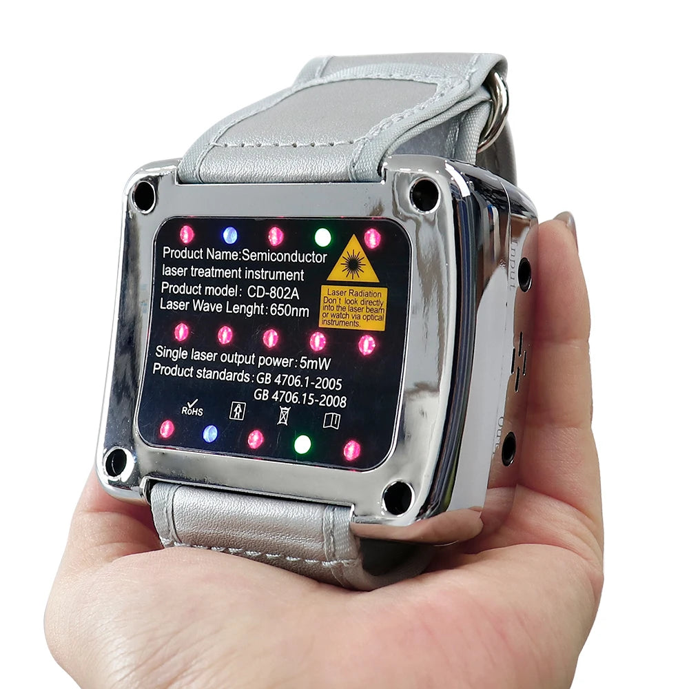 NEW Arrivals 15 Holes 650nm Laser Therapy Watch Diode LLLT Wrist Watch For Diabetes Cholesterol Hypertension Treatment Sinusitis Therapy Health Care Supplies