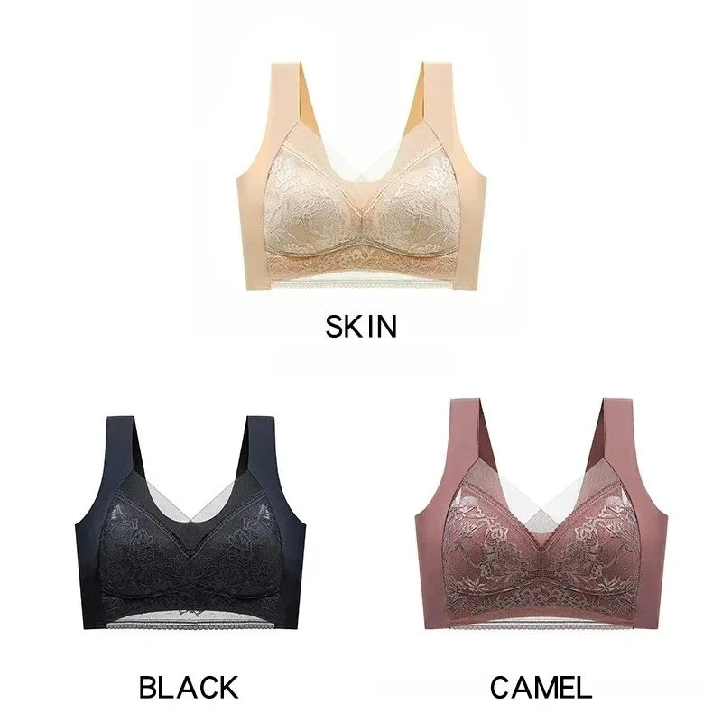NEW Arrivals 3PCS Set 6 Colors/Patterns L-6XL(115KG) Women's Push Up Bralette Wireless Bras - 5cm Natural Lift, Seamless Lace Plus Size No Underwire Comfort