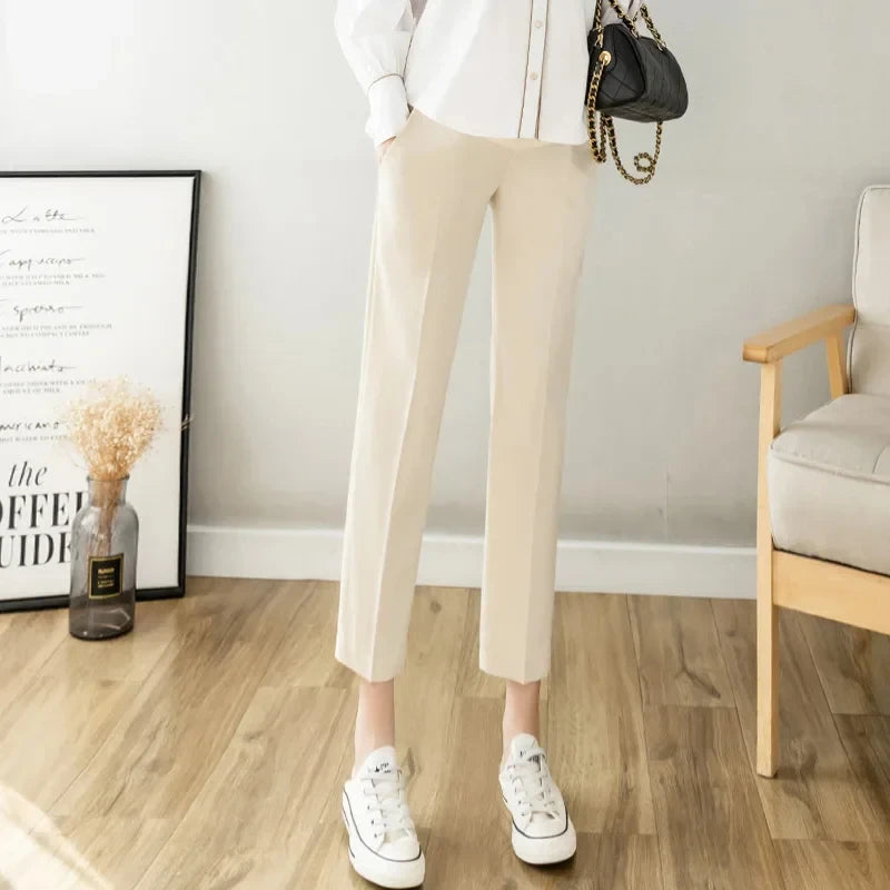 NEW Arrivals M-3XL Plus Size Beige/Black Color Maternity Work Pants Pregnancy Extender Office Wear Clothing Fashion Trousers Adjuster Women Pregnancy Clothes