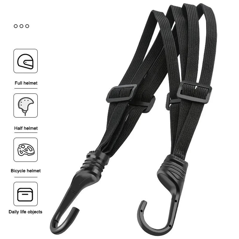 NEW Arrivals Bicycle Motorcycle Back Seat Helmet Strips Elastic Rope Motorcycle Helmet Fixed Strap Adjustment Fix Rope Goods Strap 60cm/90cm Sports Supplies