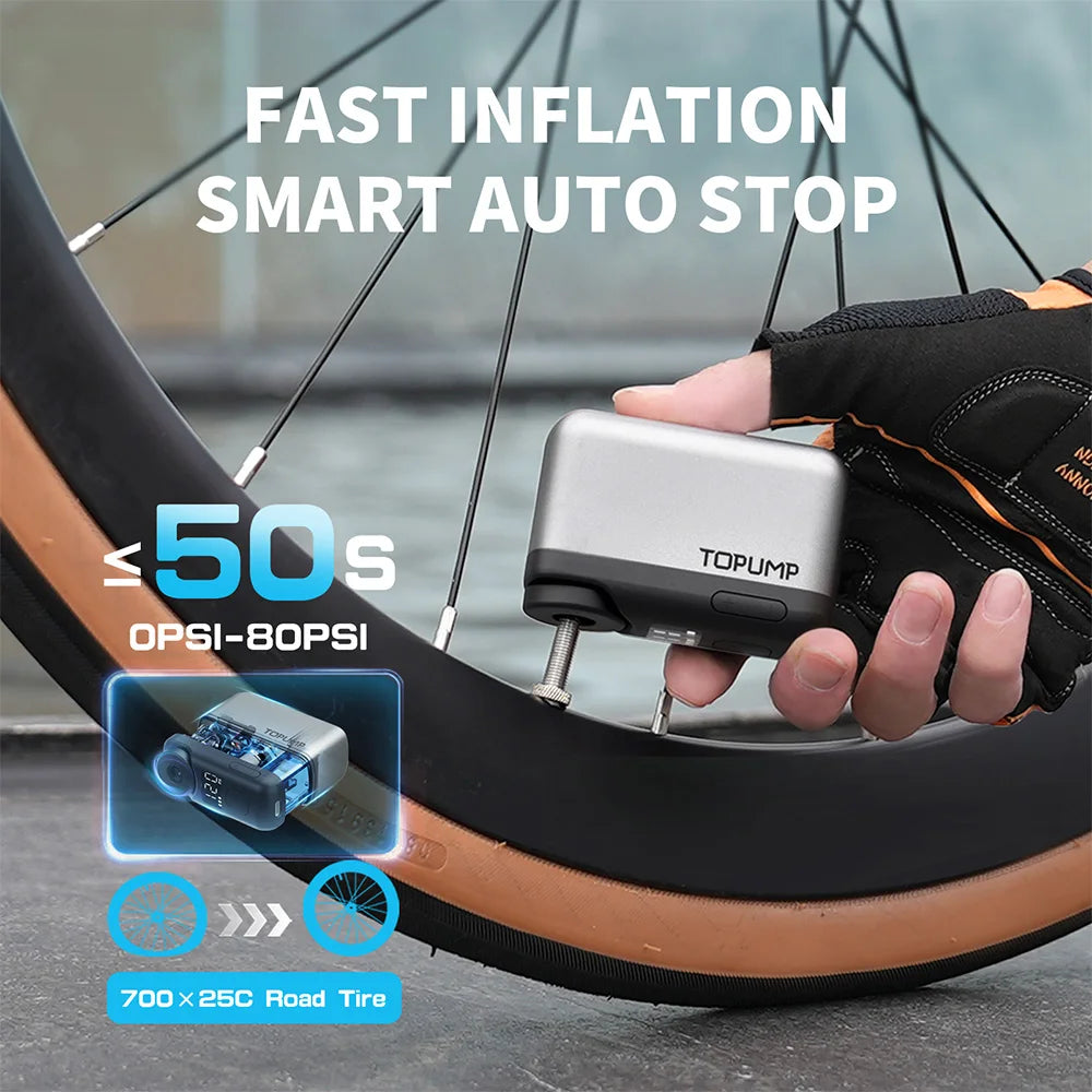 NEW Arrivals TB2 PRO Mini Portable Electric Pump Set for Bike Cordless Tire Inflator 120PSI Max 450mAh Battery with Screen Fast Charging