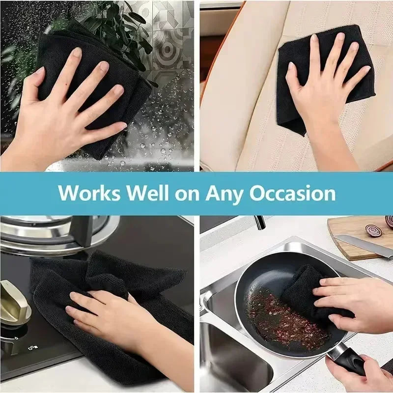NEW 12PCS Set 25x25Cm Thicken Microfiber Cleaning Cloths Lint Free Microfiber Cleaning Towel Cloths Reusable Cleaning Towels Absorbent for Car Window Home Cleaning Supplies