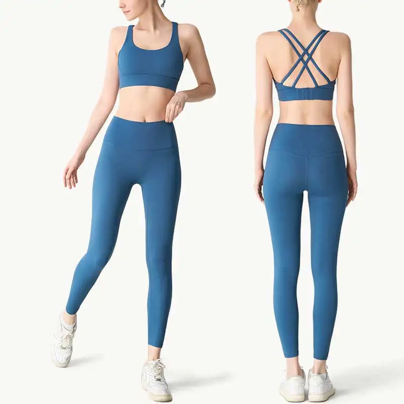 2 PCS Yoga Clothes Women's Tracksuit Athletic Wear Pilates Fitness Suit Gym Workout Push Up Clothes Sports Bra Leggings Suit