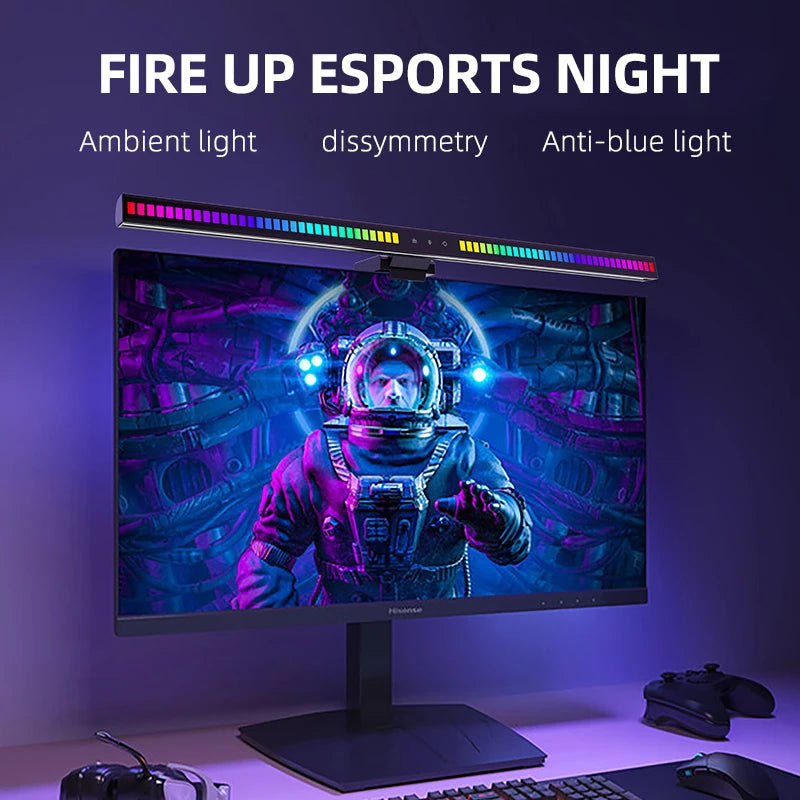 NEW 60cm RGB LED Computer Monitor Curved/Straight Light Bar Music Rhythm Eyes Protection Screen Hanging Light Dimming Atmosphere Night Lamp For Game/Study/Work Home Office Work