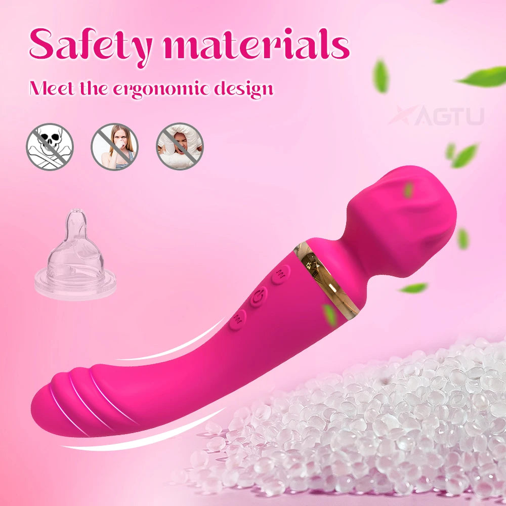 2 Motors AV Vibrator for Women Clit Clitoris Stimulator USB Rechargeable Magic Wand Massager Female Sex Toys Adults Goods