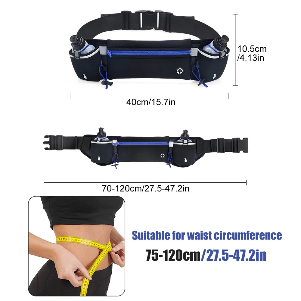 NEW Marathon Trail Running Belt with Double Water Bottles, Fanny Pack Fits 7 inches Phones, Waist Pack for Outdoor Running Hiking Climbing Waist Bags Sports Supplies