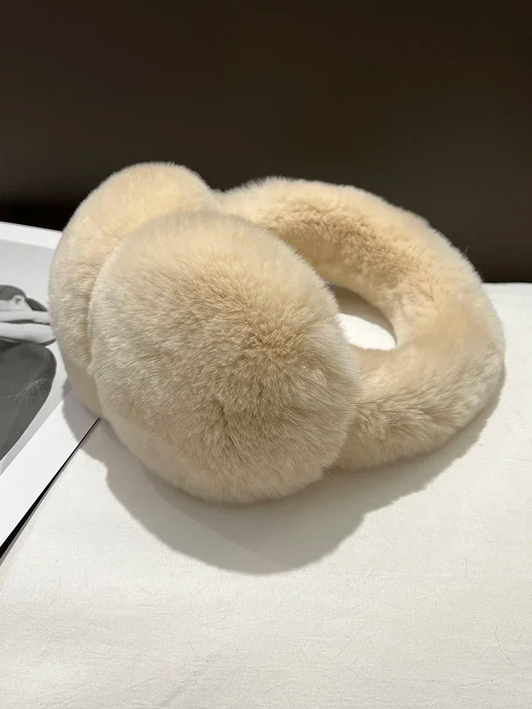 NEW Arrivals 8 Colors 100% Real Rex Rabbit Fur Earmuffs for Women Girls Winter Snow Outerwear Ear Warmers Soft Warm Furry Ear Muffs for Cold Weather Ladies Luxury Fashion Apparel Accessories