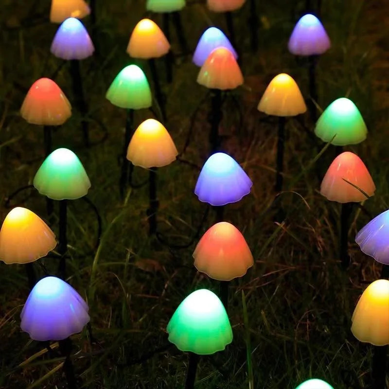 6,5M 30 LED Solar Lights String Mushroom Lawn Fairy Lights LED Solar Lamps Outdoor For Garden Patio Terrace Path Landscape Decoration Lamps