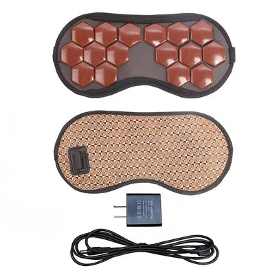 Tourmaline Germanium Jade Electric Heating Eye Mask Tourmaline Magnetic Therapy Massage Eye Mask Blackout Sleep Eye Mask Massage Relaxation Accessories Health Care Supplies