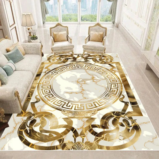 NEW Arrivals 12 Patterns Luxury European Style Carpets Living Room Sofa Side Rugs Home Decoration Soft Golden Carpet Bedroom Cloakroom  Floor Mat