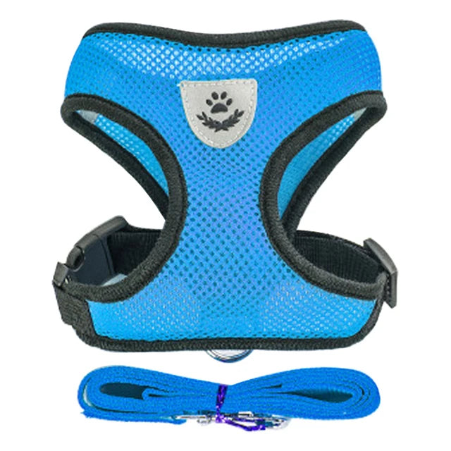 NEW Cat Harness Adjustable Vest Walking Traction Rope Set for Dog Collar Breathable Mesh Harness for Small Medium Cat Dog Pet Lead Reflective Strips Pets Supplies