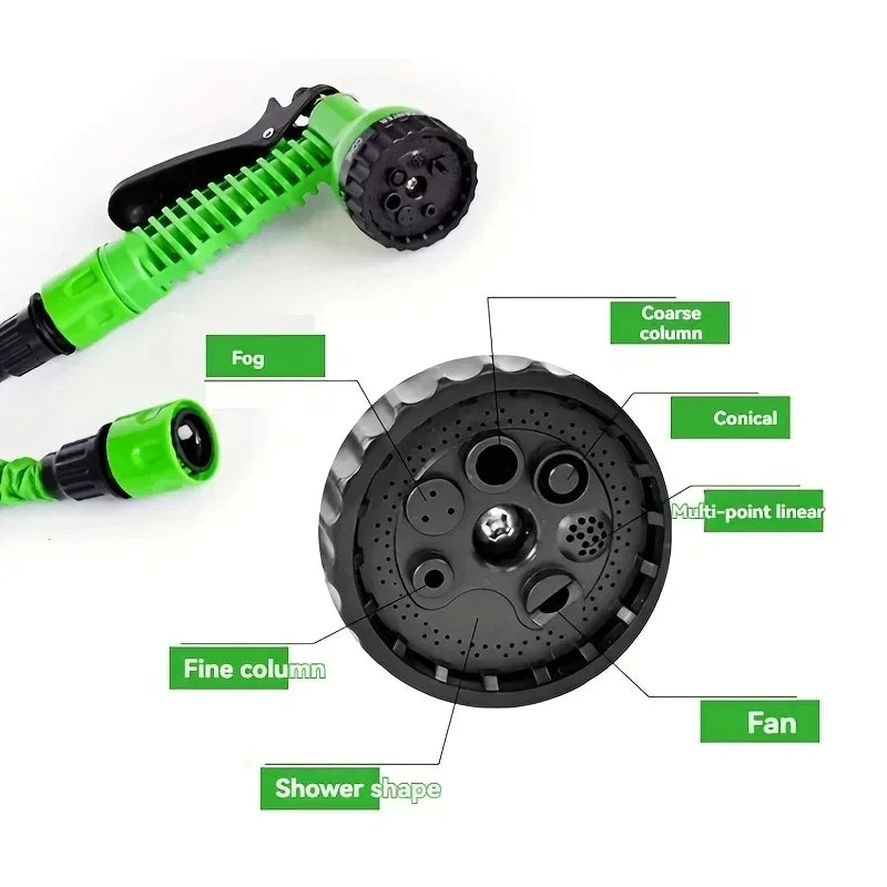 NEW 50FT Green Expandable High-Pressure Magic Hose 7 Water Spraying Functions Gun Durable Materials Home Garden Watering Tools Home Outdoor Garden Tools