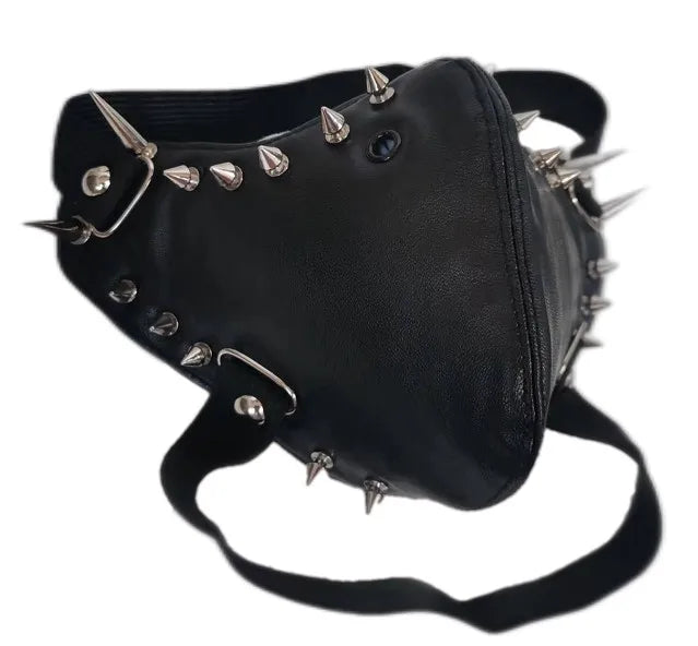 Steam Gear Gothic Punk ROCK AND ROW Performance Hip Pop Gearwheel Long Rivet Cool Black Mask