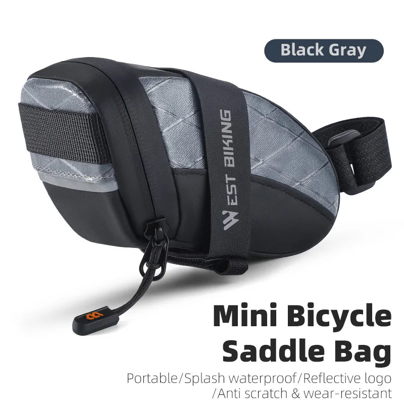 NEW Arrivals Mini Bicycle Saddle Bag Waterproof Storage Tail Rear Pouch Accessory Kit Tool Reflective MTB Road Bicycle Bag Accessories Sports Supplies