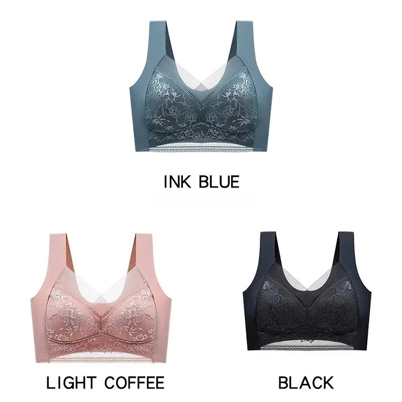 NEW Arrivals 3PCS Set 6 Colors/Patterns L-6XL(115KG) Women's Push Up Bralette Wireless Bras - 5cm Natural Lift, Seamless Lace Plus Size No Underwire Comfort