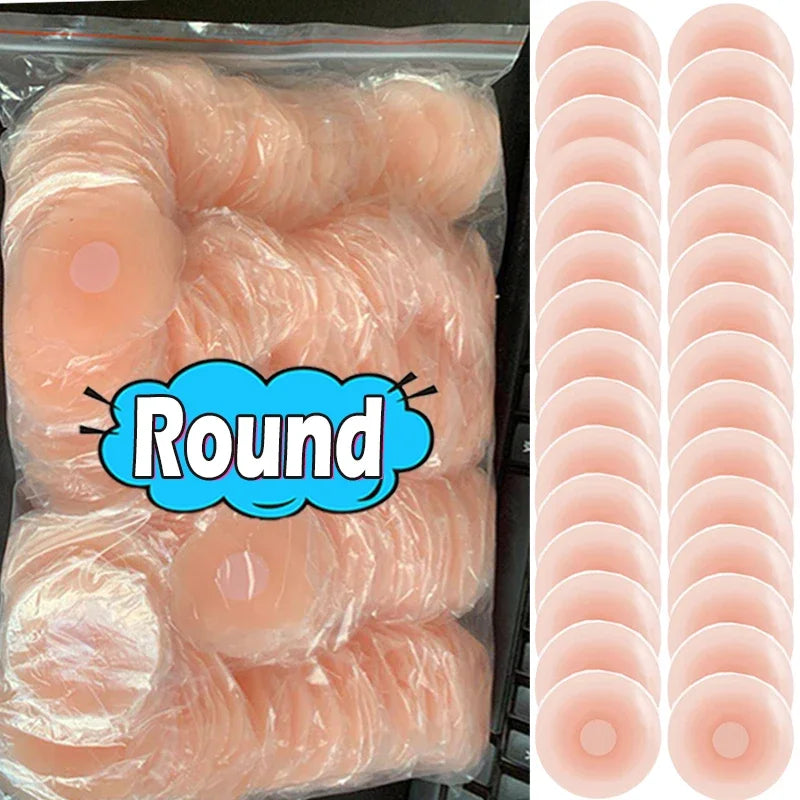 NEW Arrivals 50-100PCS Set High Quality Medical Silicone Nipple Cover Reusable Women Bra Sticker Breast Petal Strapless Lift Up Bra Invisible Boob Push-Up Pads Chest Pasties Intimates Ladies Underwear Accessories