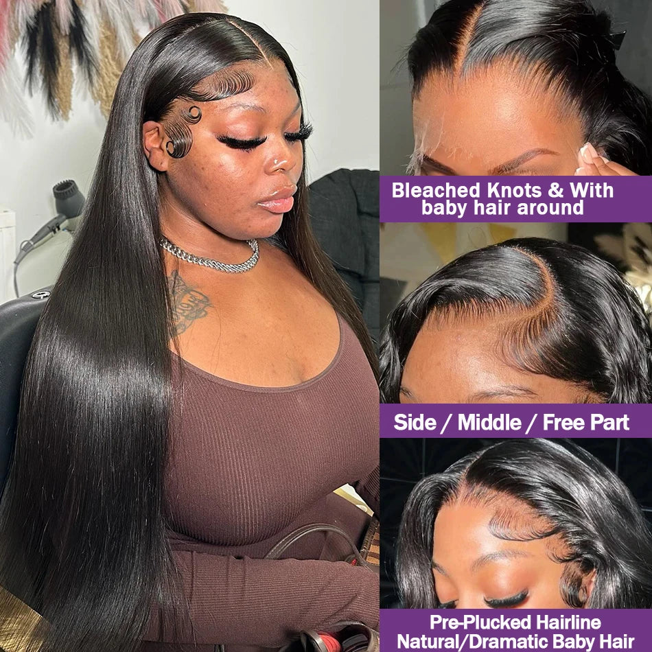 NEW Arrivals From Brazil 22-34Inches 200 Density 13x6 HD Transparent Human Hair Lace Frontal Wig 13x4 HD Bone Straight Lace Front Wig 4x4 360 Pre Plucked Lace Wigs Women Hair Care Accessories