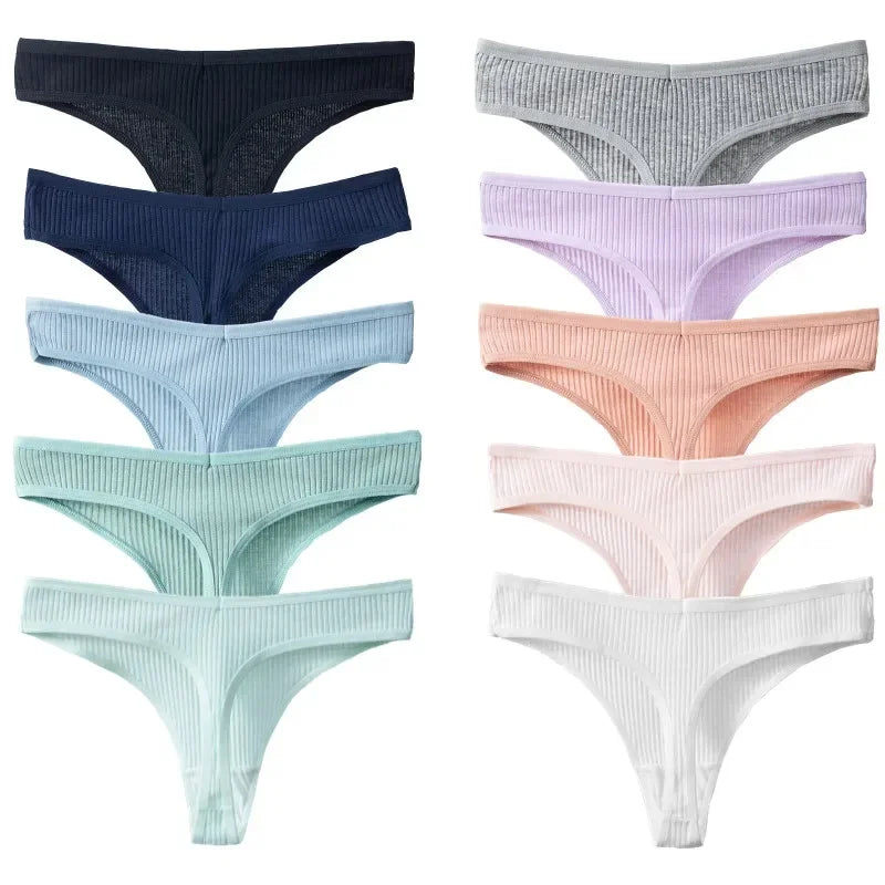 NEW Arrivals 10PCS/Set Sexy Women's Underwear G-Strings Cotton Striped Sports Panties Thongs Lingerie Comfortable Soft Ladies Underwear Sets