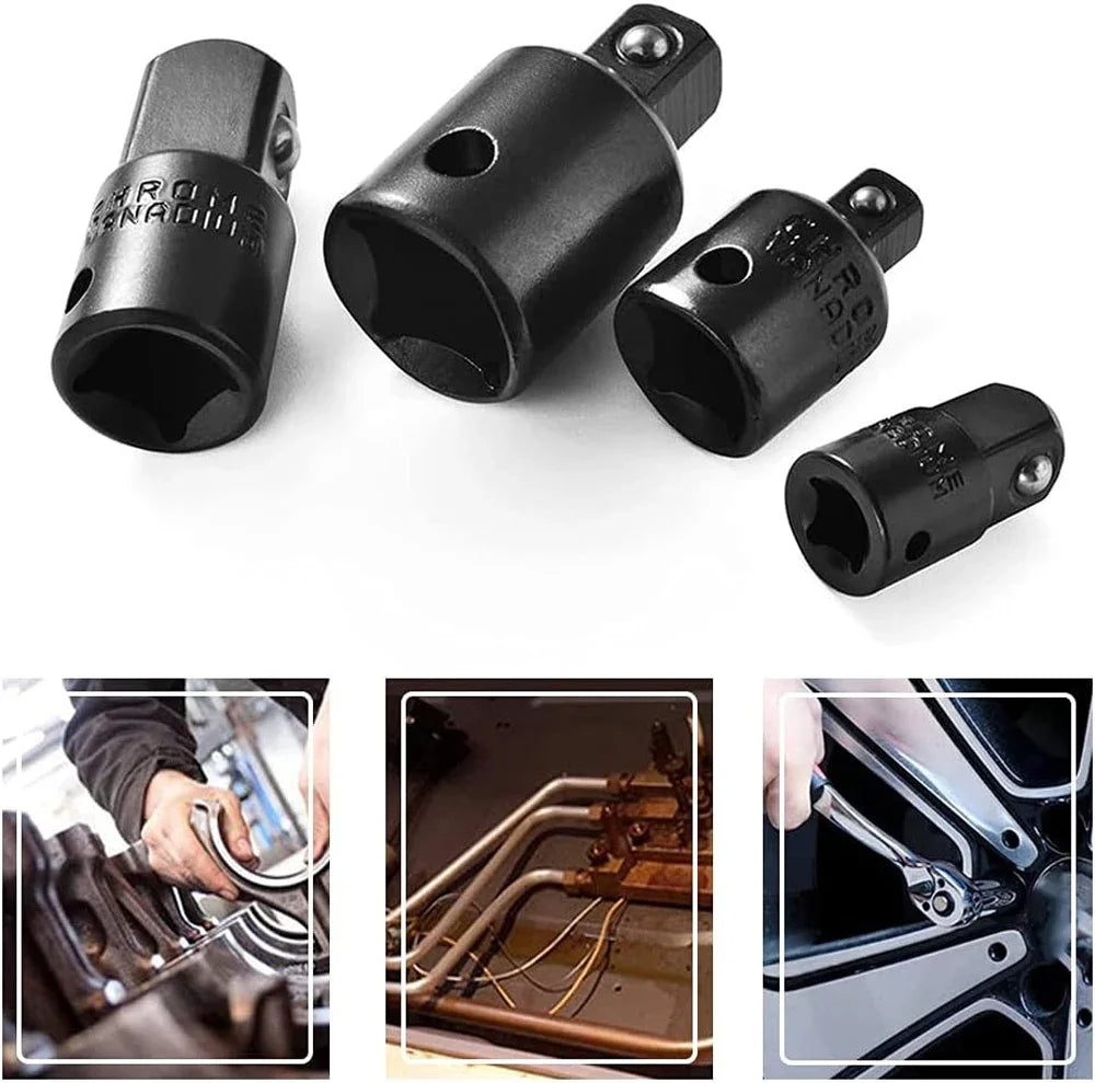 NEW 4PCS Set Impact Socket Adapter Reducer Set 1/2 3/8 1/4 inch Use Wrenches Drills in Auto and Impact Driver Construction Work