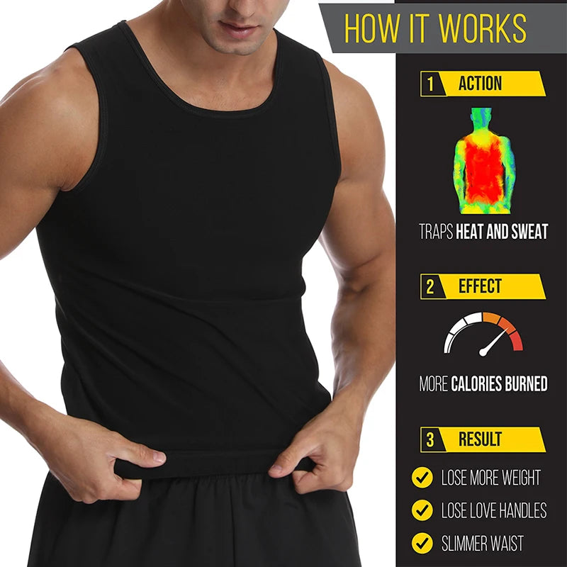 NEW Arrivals S-2XL 2 Colors Heat Trapping Vest Pullover Sweat Enhancing Shirts Workout Tank Top Sauna Shapewear Waist Trainer for Men Compression Fitness Sports Apparel Supplies