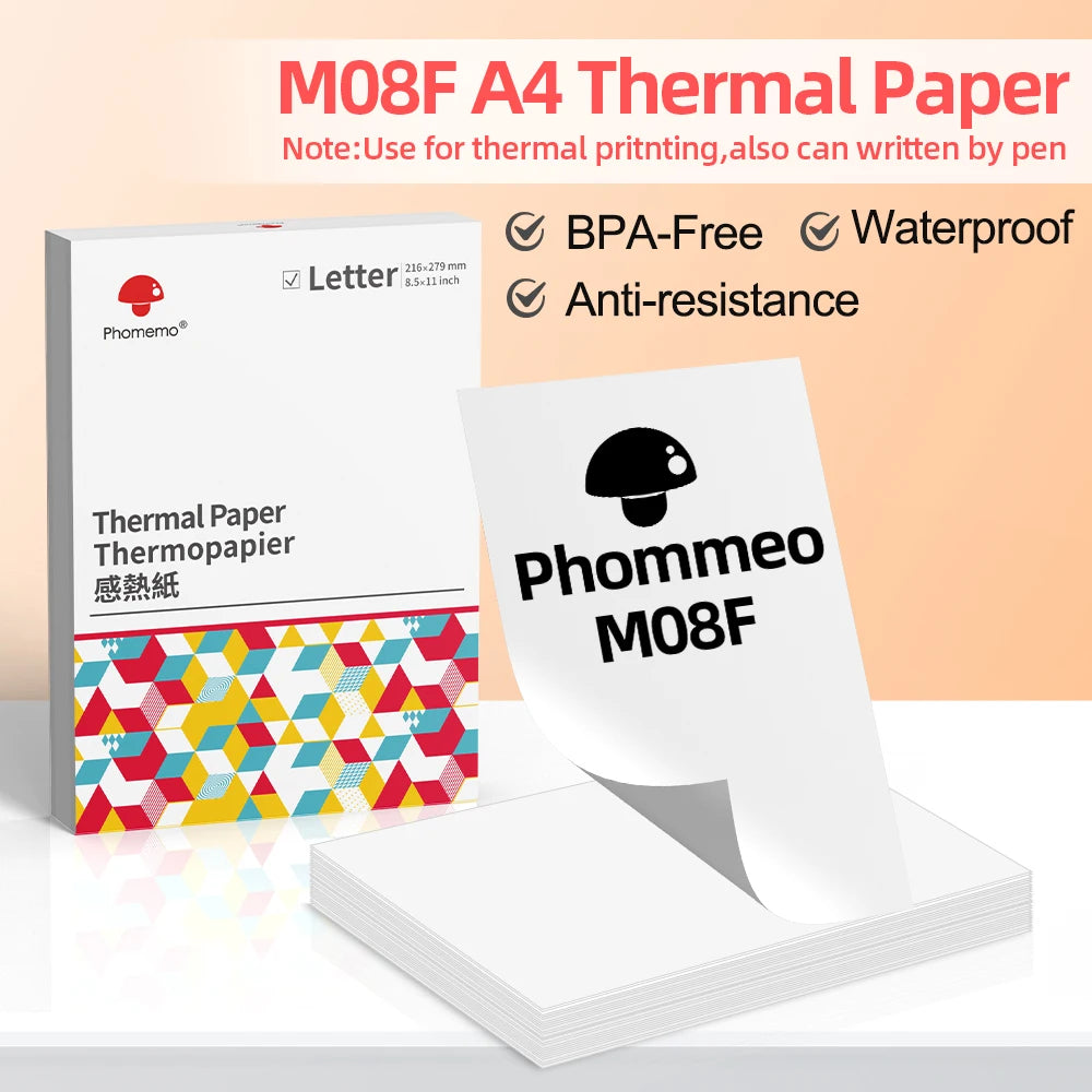 NEW Arrivals 4 Rolls 200 Sheets Set Original PHOMEMO A4 Paper Thermal Paper Fold Continuous Printing Paper Suitable for Phomemo M08F A4 Printer Long Time Storage