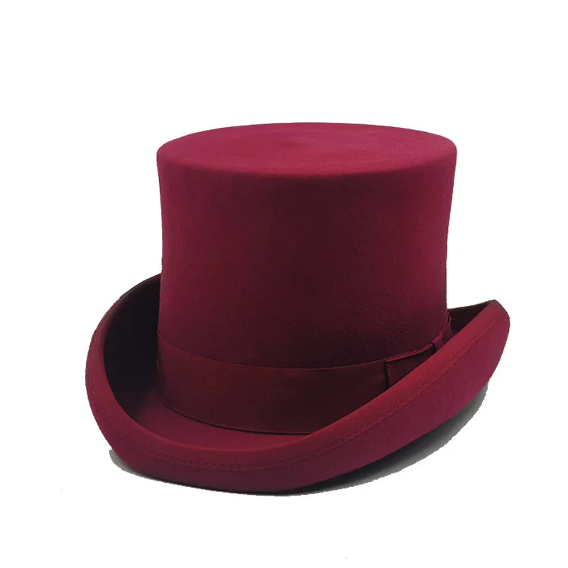 NEW Arrivals British President Men Luxury Top Hat Presidential High Hat British jazz Top Multi-Colors Hats Gentleman Evening Wedding Party Flat Felt Hat Formal Tuxedos Costume Apparel Accessories Male Luxury Fashion Clothing