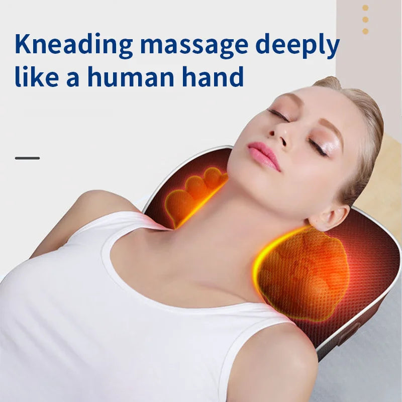 Electric Shiatsu Head Neck Cervical Transaction Body Massager Car Back Pillow with Heating Vibrating Massage Device