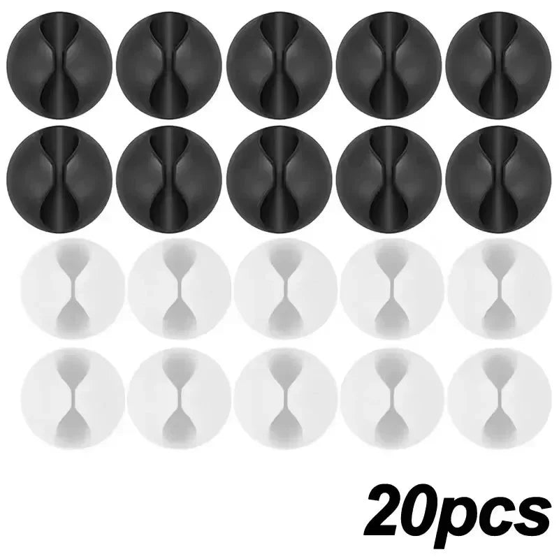 NEW 50PCS Set Cable Clip Winder Organizer Round Charger Cord Clips Desk Tidy Management Wire Adhesive Holder Clamp in Home Office Car