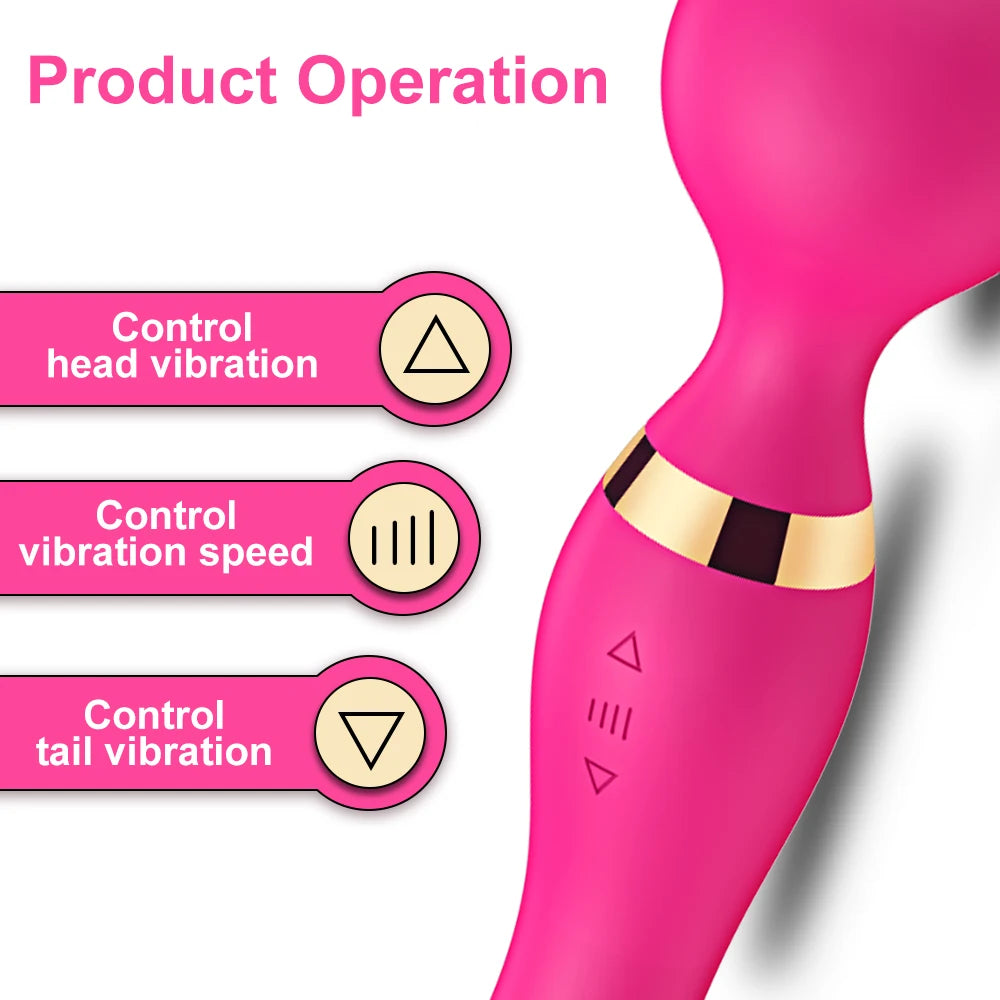 Powerful Dildo Vibrator for Women Clitoris Stimulator 2 Motors AV Magic Wand Vagina Massager G Spot Female Sex Toy Adult Goods