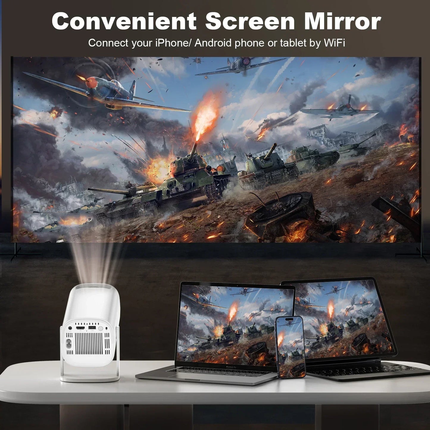P30 Smart Mini Projector Android 11 WiFi6 Support 4K 1080P Projector 2.4G&5G WiFi 1280*720P Smart Home Cinema Portable Projector