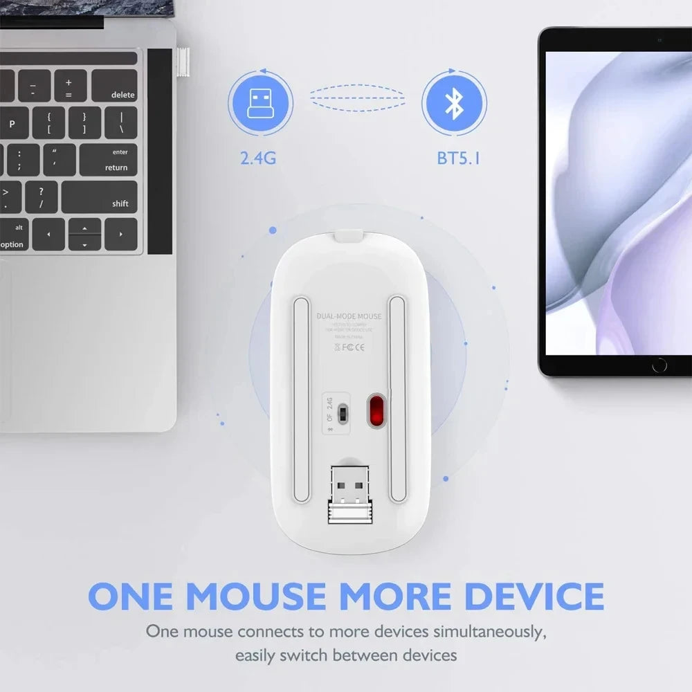 NEW Wireless Mouse Rechargeable Silent LED Backlit Mice PC Laptop Computer Mouse 2.4Ghz Receiver Bluetooth Dual Mode Optical Mice Computer Accessories Electronic Supplies