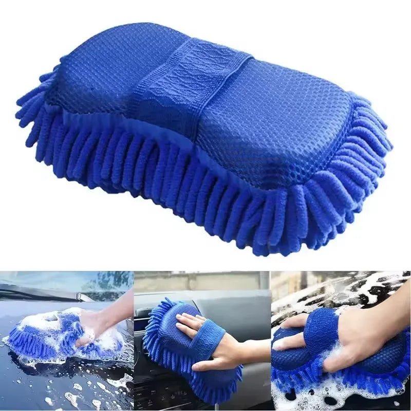NEW Arrivals 2PCS Set Car Wash Glove Microfiber Chenille Car Wash Sponge Free Care Washing Detailing Brush Pad Multifunction Auto Cleaning Tool Car Supplies