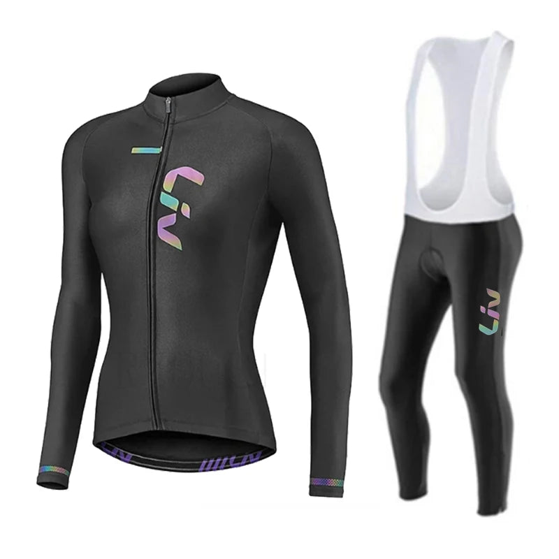 NEW Arrivals 2PCS Set S-4XL Plus Size Women Cycling Jersey Set Autumn Long Sleeve Breathable Clothing MTB Maillot Ropa Ciclismo Bicycle Sportswear Bike Uniform Women Sports Apparel Supplies