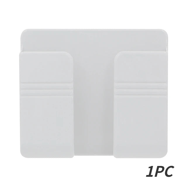 NEW 4PCS Set White/Brown Color Multifunction Punch Free Wall Mounted Storage Box Organizer TV Remote Control Mounted Mobile Phone Plug Charging Holder Bathroom Home