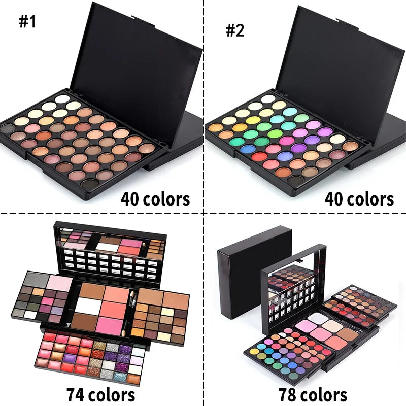 NEW Arrivals 40 Colors Set Glitter Eyeshadow Palette Matte Waterproof Long Lasting Pressed Powder Cosmetics Kit Fashion Women Make-Up Tools Cosmetics Supplies