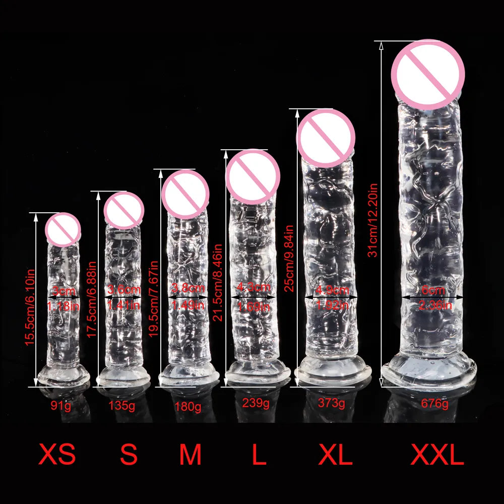 Big Crystal Jelly Realistic Clear Dildo Suction Cup Huge Transparent Penis Dick Anal Product Sex Toys For Woman Lesbian Adult