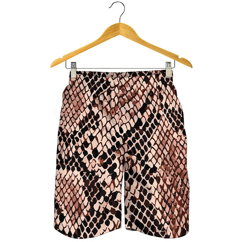 NEW Arrivals Men Summer Snakeskin Beach Shorts For Men Personality Animal 3D Swim Trunks Summer Board Shorts Loose Short Pants Streetwear Men Fashion Casual Apparel Accessories