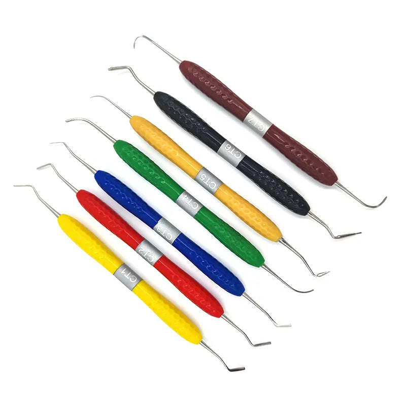 7PCS/SET Dental Resin Filler Set Plastic Dresser With Silicone Handle Aesthetic Restoration Kit for Resin Knife Spatula Tool