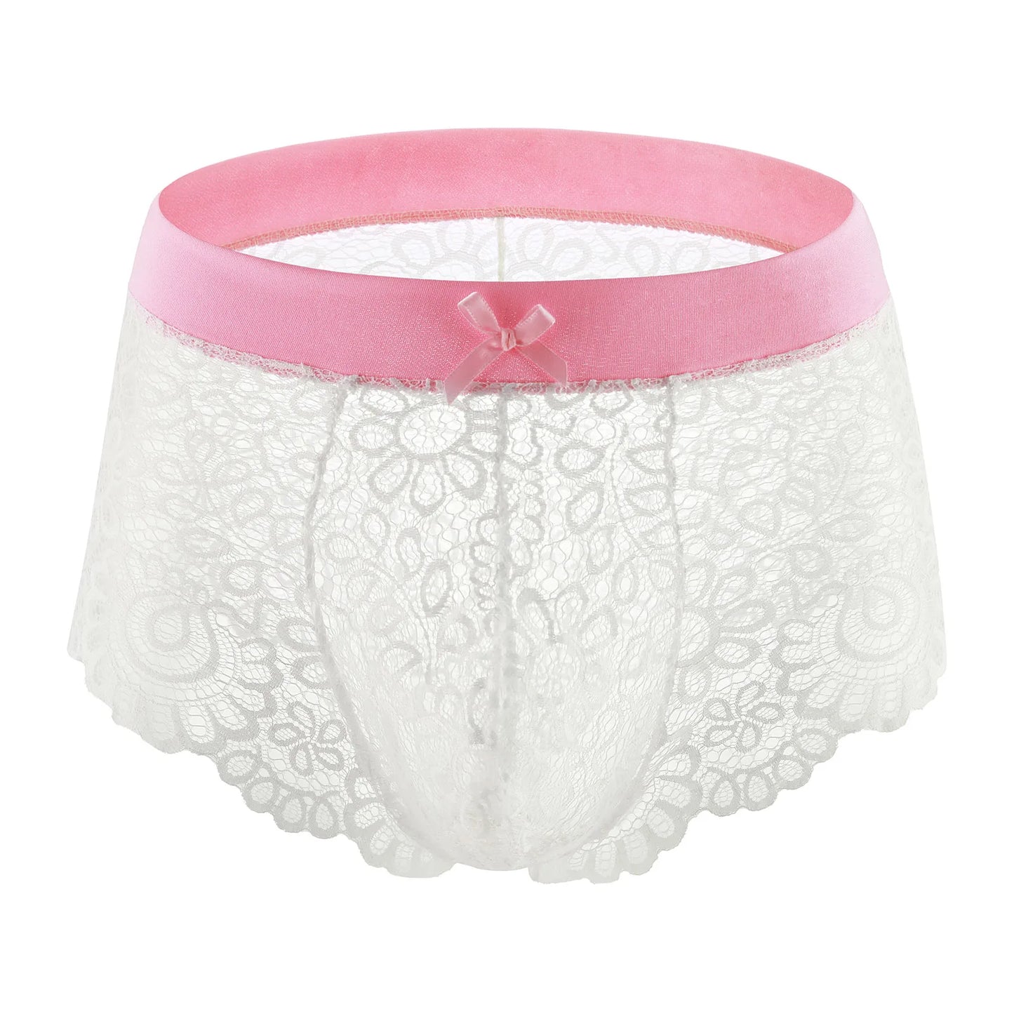 Men's Sexy Underwear Lace See-Briefs Trunks Men's Safety Belt Body Panties Sissy Clothing Gay Exposure Bikini Lingerie