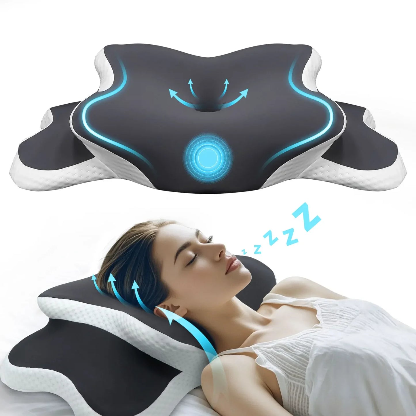 NEW Orange/Dark Gray Color Ergonomic Butterfly Top Quality Memory Foam Pillows Butterfly Shaped Relaxing Cervical Slow Rebound Neck Pillow Pain Relief Sleeping Orthopedic Cushion