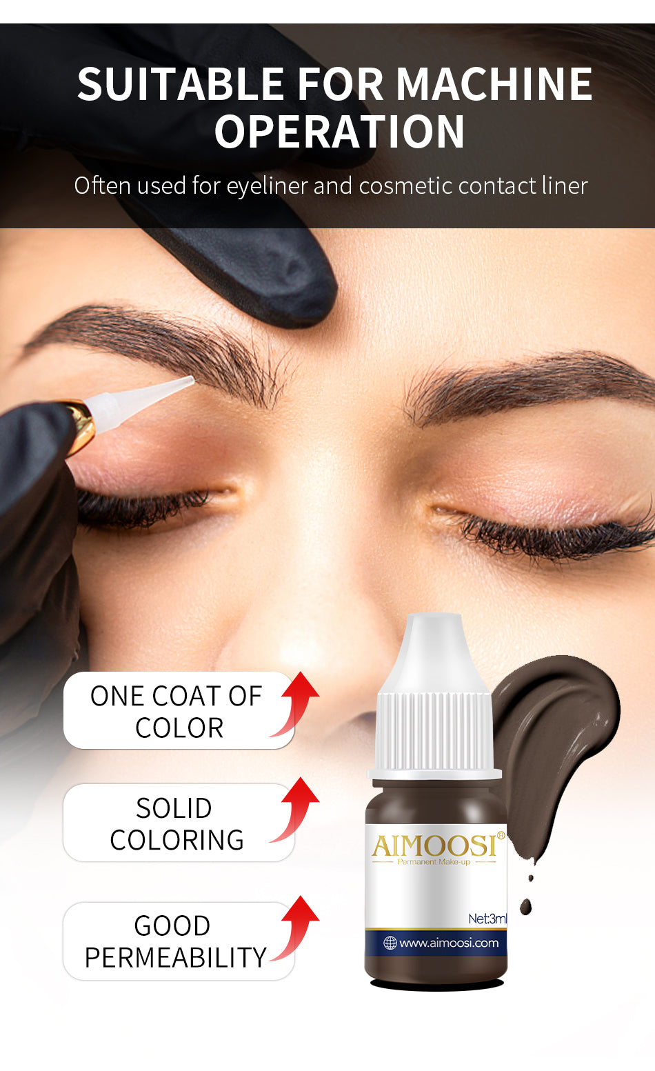 3ml Microblading Tattoo Pigments Paint Ink For Eyeliner Lips Eyebrows Semi Permanent Body Art Gloss Tint Makeup Airbrush