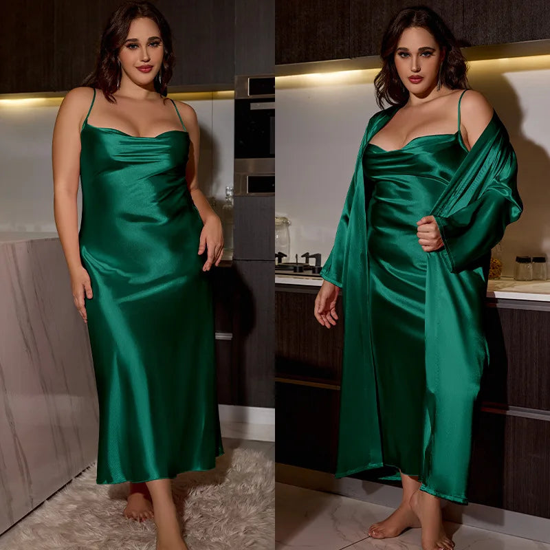 NEW XL-5XL Plus Size 5Colors Sexy Wedding Chubby Women Long Robe Dress Kimono Bathrobe Gown Sleepwear Casual Home Wear Loungewear Pink Satin Honeymoon Nightgown Lingerie