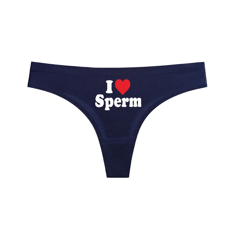 NEW Arrivals *I LOVE SPERM* Women Sexy Thongs Lingerie G-String Plus Size Temptation Panties Underwear Sexy Accessories for Woman